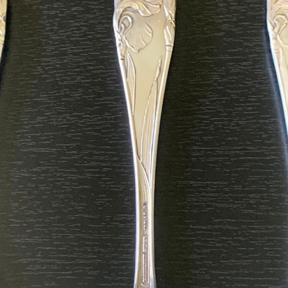 Antique 1904 Set of 6 Community Silver Triple Plus Flower De Luce 7” Spoon - Picture 2 of 7